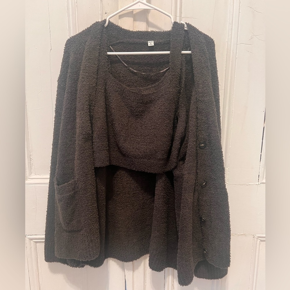 Co-ord set brown cardigan + top
